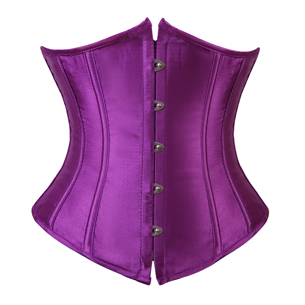 purple-Grebrafan Women's Underbust Lace up Boned Bustier Brocade Waist Training Corsets Plus Size 