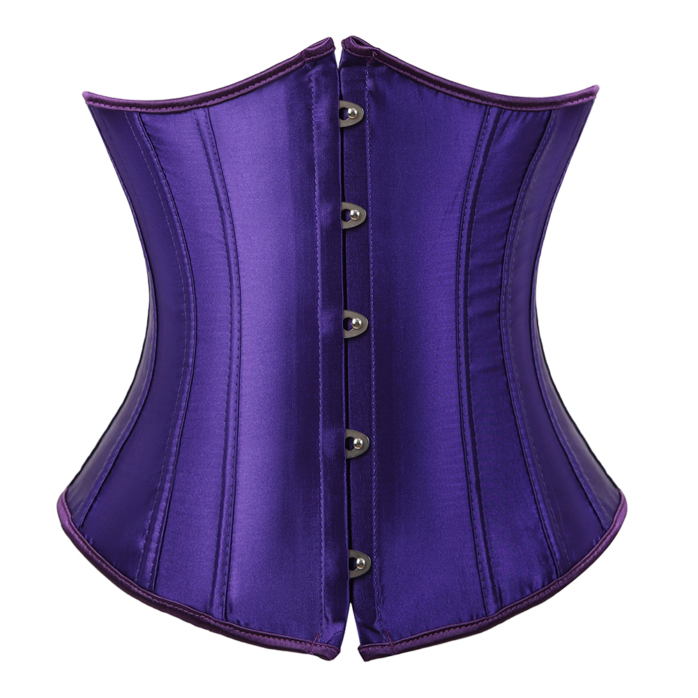 darkpurple-Grebrafan Women's Underbust Lace up Boned Bustier Brocade Waist Training Corsets Plus Size 