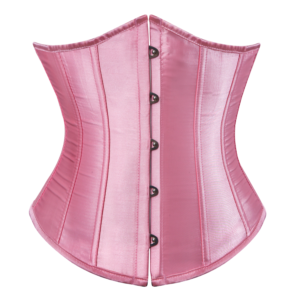 pink-Grebrafan Women's Underbust Lace up Boned Bustier Brocade Waist Training Corsets Plus Size 