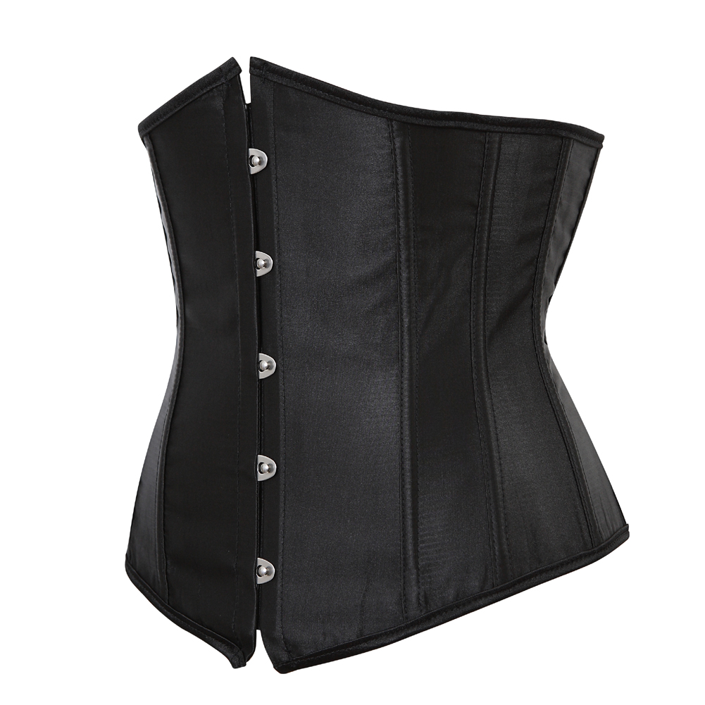 black-Grebrafan Women's Underbust Lace up Boned Bustier Brocade Waist Training Corsets Plus Size 