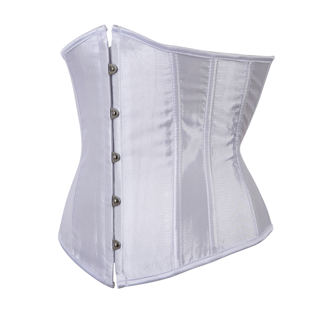 white-Grebrafan Women's Underbust Lace up Boned Bustier Brocade Waist Training Corsets Plus Size 