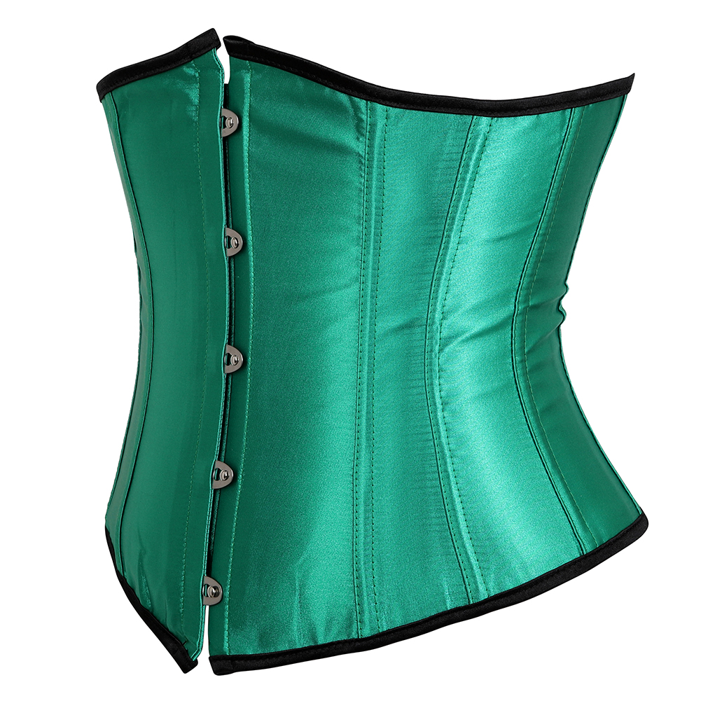 green-Grebrafan Women's Underbust Lace up Boned Bustier Brocade Waist Training Corsets Plus Size 