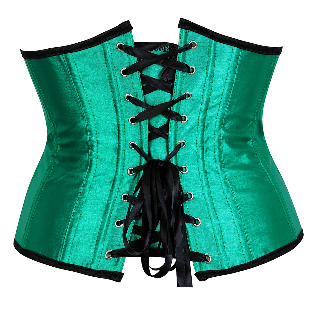 green-Grebrafan Women's Underbust Lace up Boned Bustier Brocade Waist Training Corsets Plus Size 