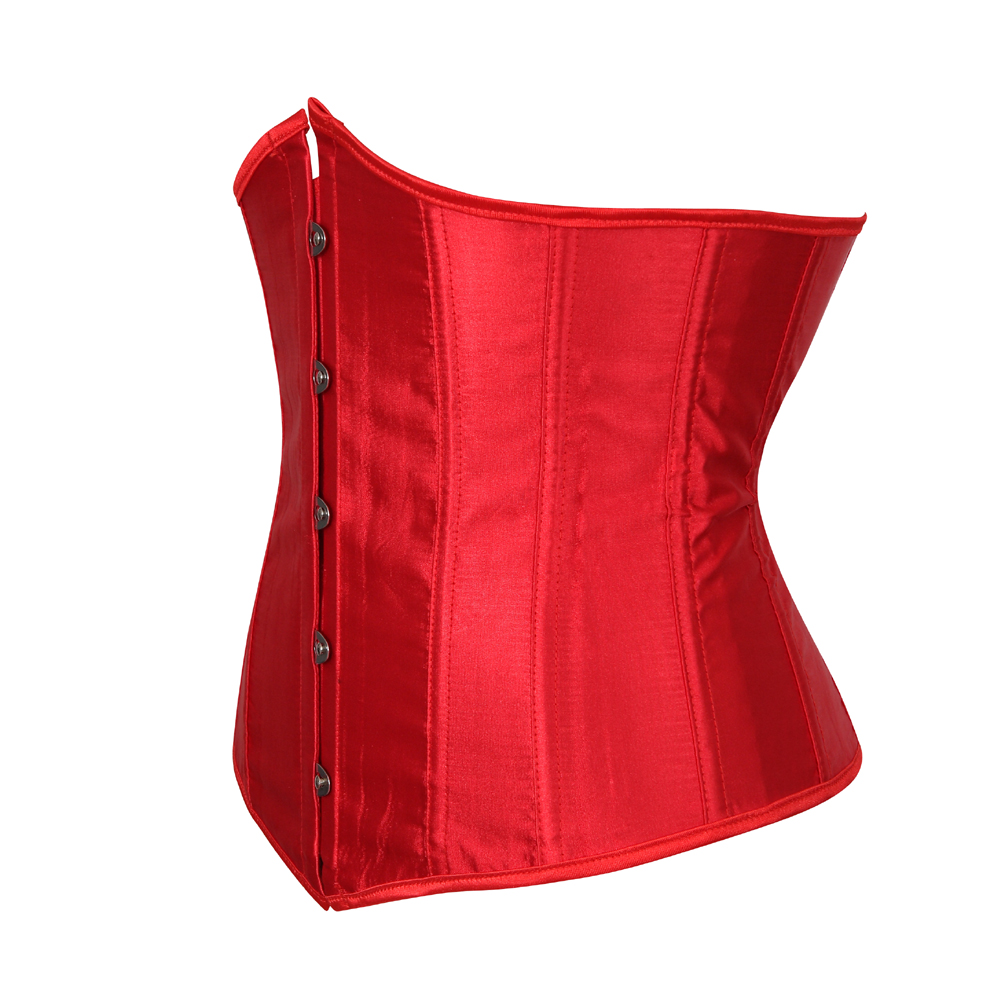 red-Grebrafan Women's Underbust Lace up Boned Bustier Brocade Waist Training Corsets Plus Size 