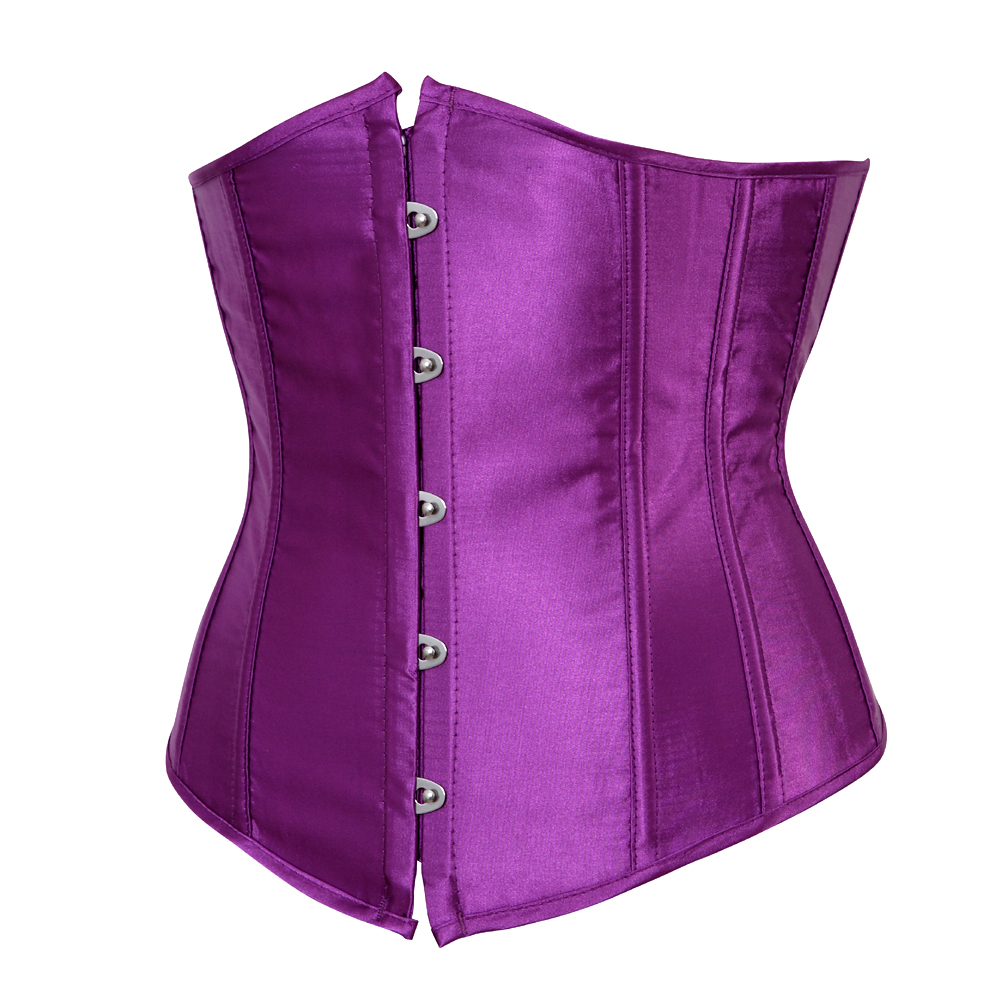 purple-Grebrafan Women's Underbust Lace up Boned Bustier Brocade Waist Training Corsets Plus Size 