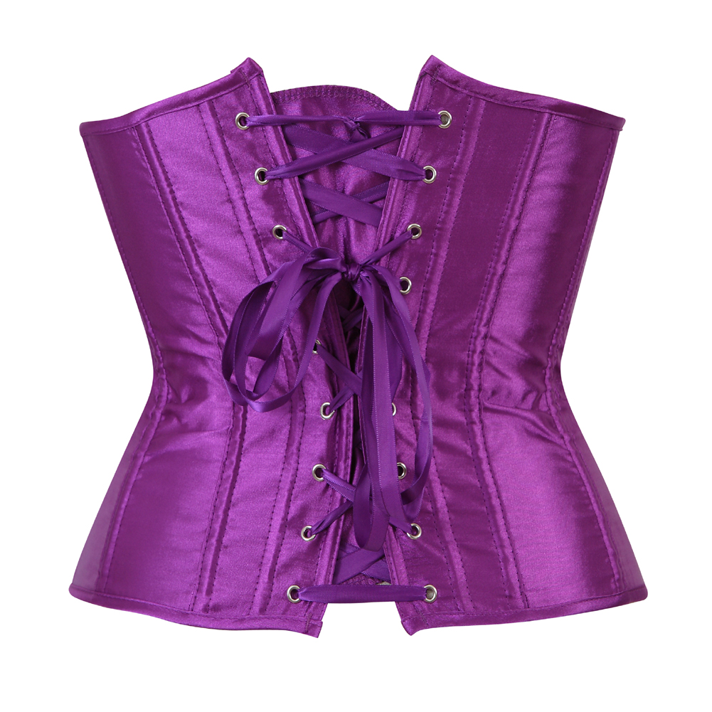 purple-Grebrafan Women's Underbust Lace up Boned Bustier Brocade Waist Training Corsets Plus Size 