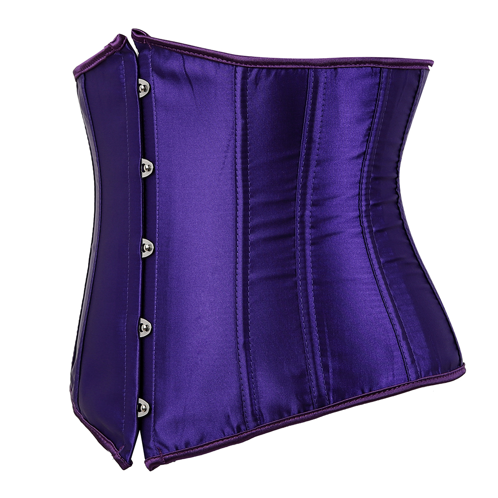 darkpurple-Grebrafan Women's Underbust Lace up Boned Bustier Brocade Waist Training Corsets Plus Size 