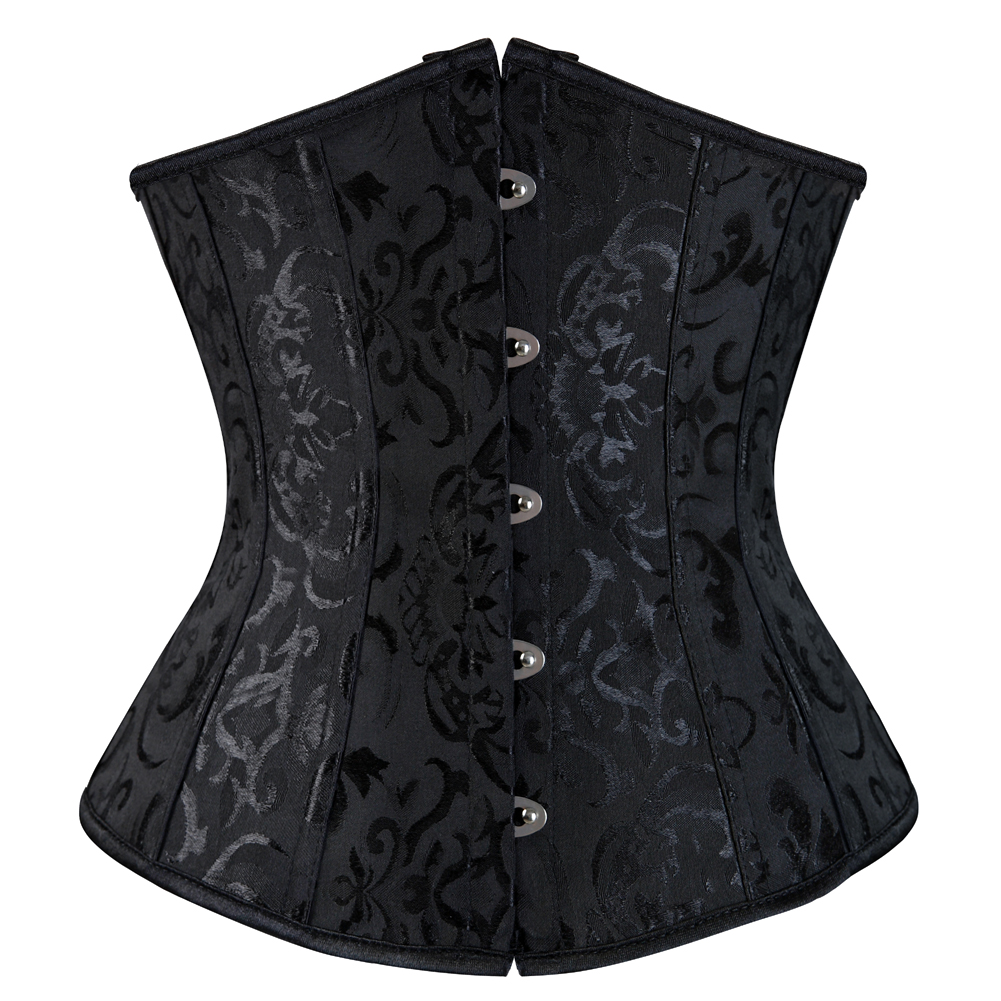 black-Grebrafan Bridal Underbust Waist Corset Plus Size Vintage Bustier