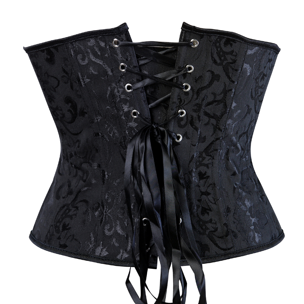 black-Grebrafan Bridal Underbust Waist Corset Plus Size Vintage Bustier