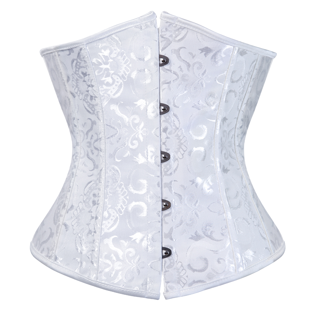 white-Grebrafan Bridal Underbust Waist Corset Plus Size Vintage Bustier