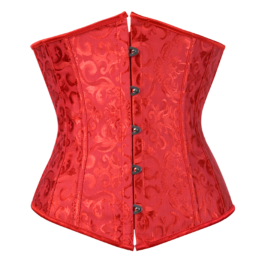 red-Grebrafan Bridal Underbust Waist Corset Plus Size Vintage Bustier