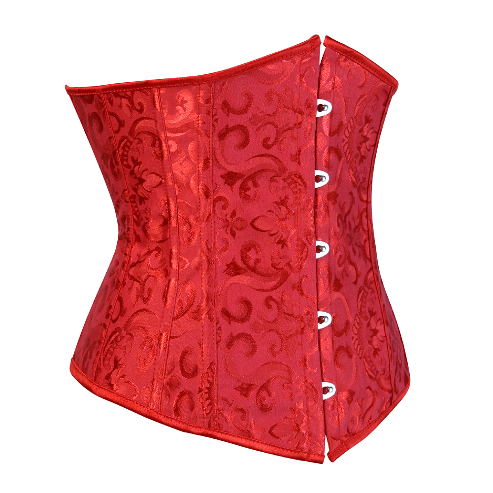 red-Grebrafan Bridal Underbust Waist Corset Plus Size Vintage Bustier