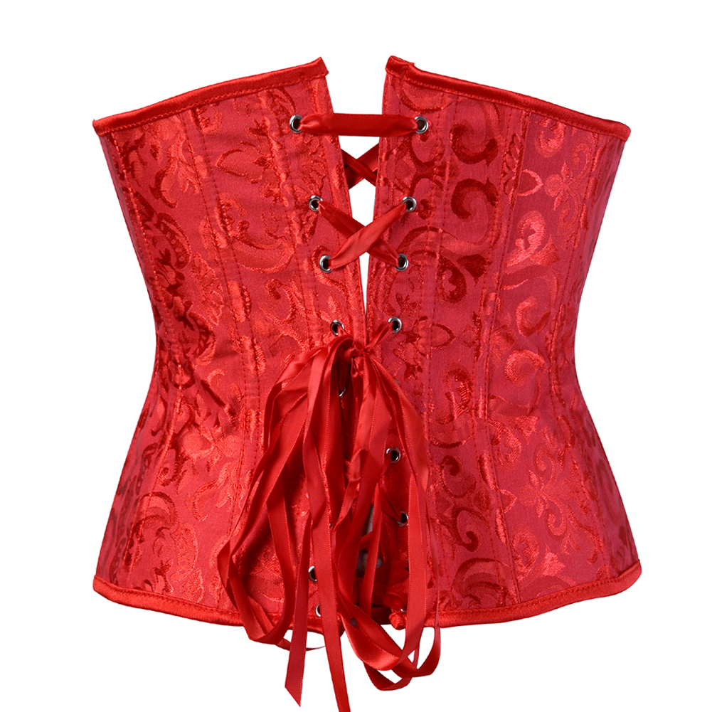 red-Grebrafan Bridal Underbust Waist Corset Plus Size Vintage Bustier