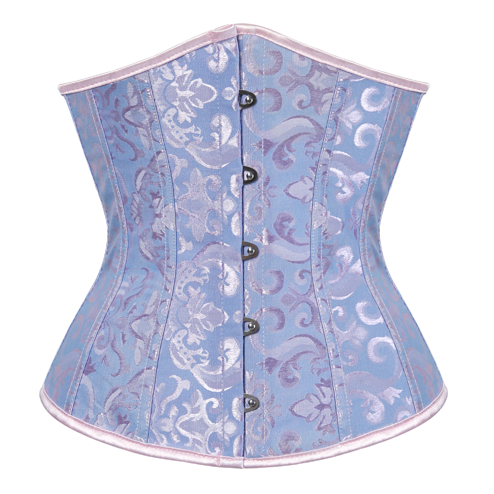 blue-Grebrafan Bridal Underbust Waist Corset Plus Size Vintage Bustier