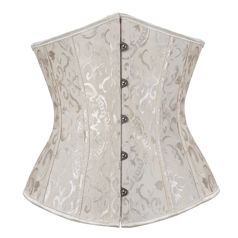 beige-Grebrafan Bridal Underbust Waist Corset Plus Size Vintage Bustier