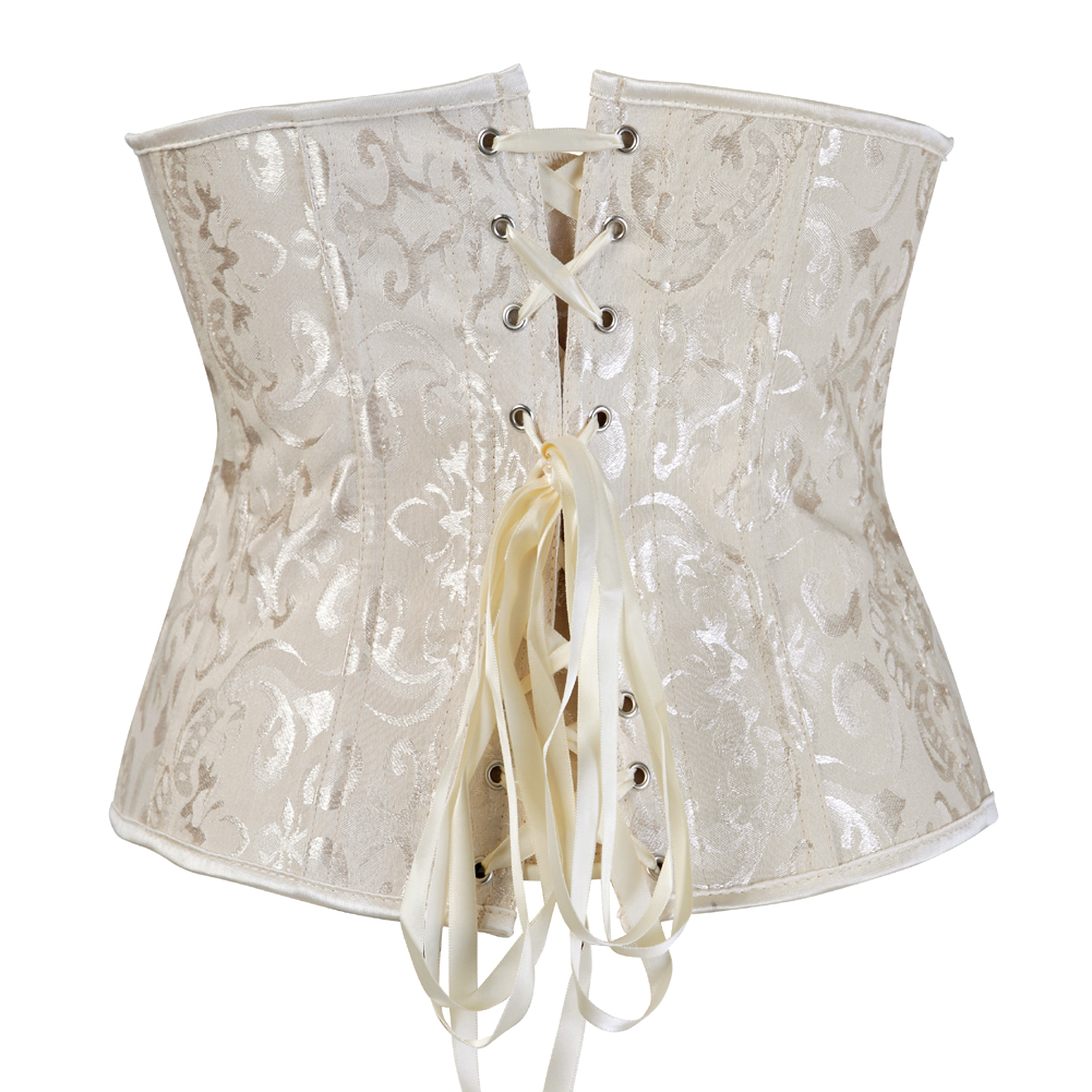 beige-Grebrafan Bridal Underbust Waist Corset Plus Size Vintage Bustier