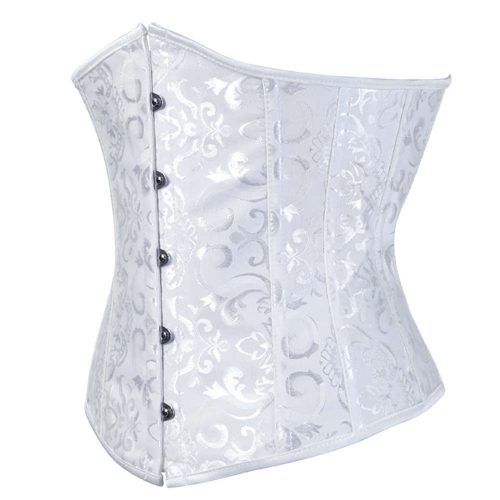 white-Grebrafan Steel Boned Corsets Waist Training Underbust Plus Size Gothic Bridal Wedding Bustier