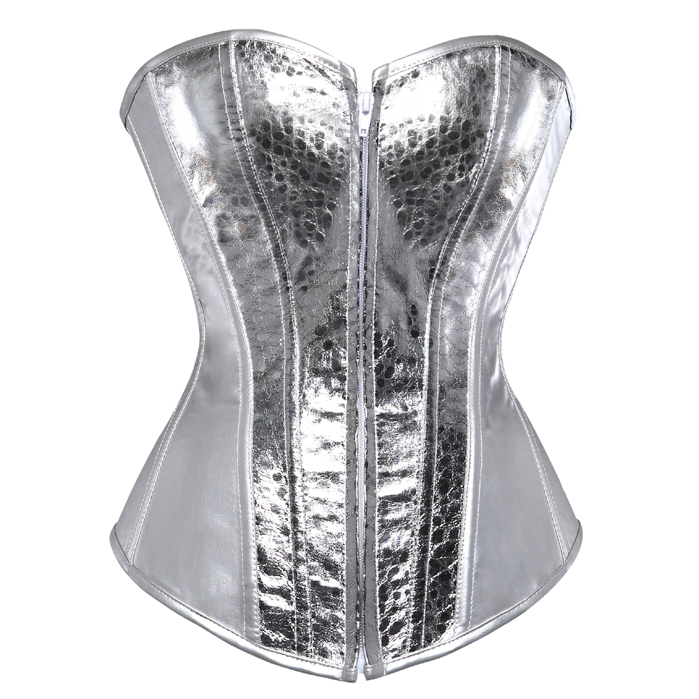 Grebrafan Steampunk Sequin Corset Underwire Zip Sparkle Party Showgirl Clubwear