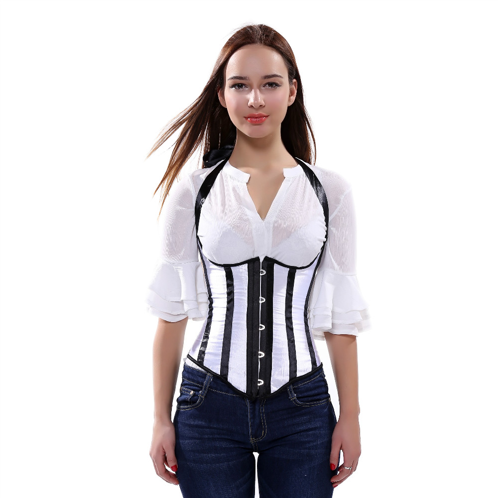 Grebrafan Corset Halter Striped Underbust Cupless Shaper Bustier