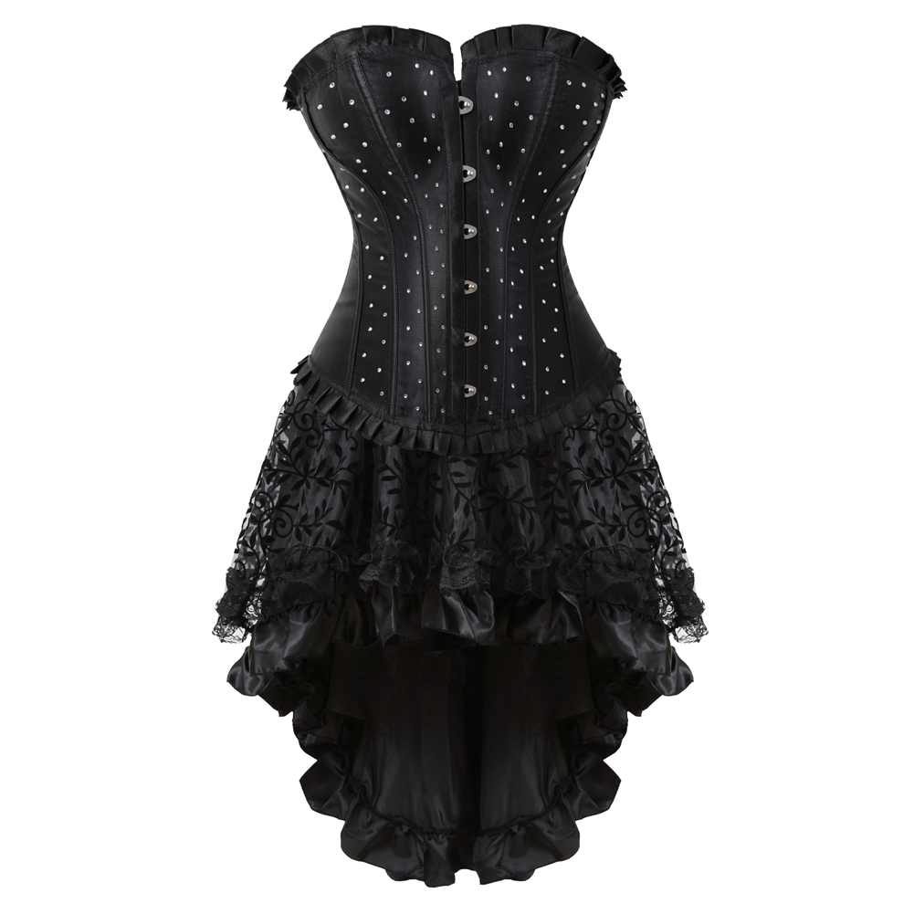 Black-Grebrafan Gothic Plus Size Diamond Corset Party with Fluffy Pleated Layered Tutu Skirt