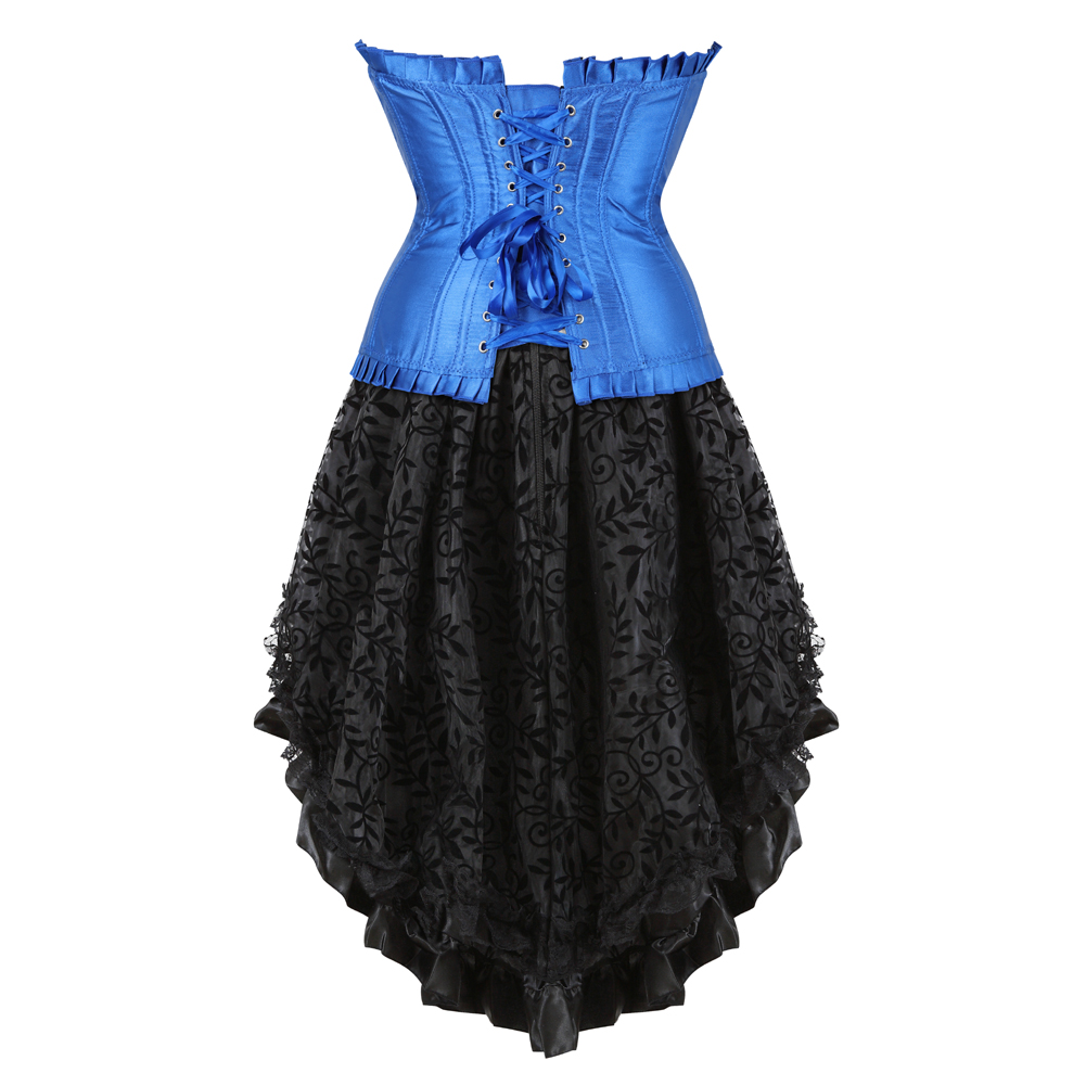 Blue-Grebrafan Gothic Plus Size Diamond Corset Party with Fluffy Pleated Layered Tutu Skirt