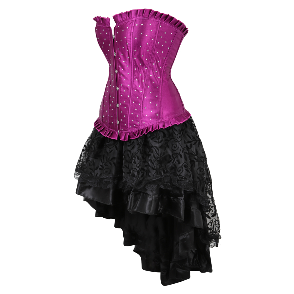 Purple-Grebrafan Gothic Plus Size Diamond Corset Party with Fluffy Pleated Layered Tutu Skirt