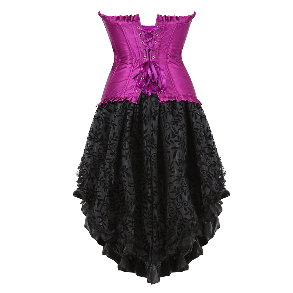 Purple-Grebrafan Gothic Plus Size Diamond Corset Party with Fluffy Pleated Layered Tutu Skirt