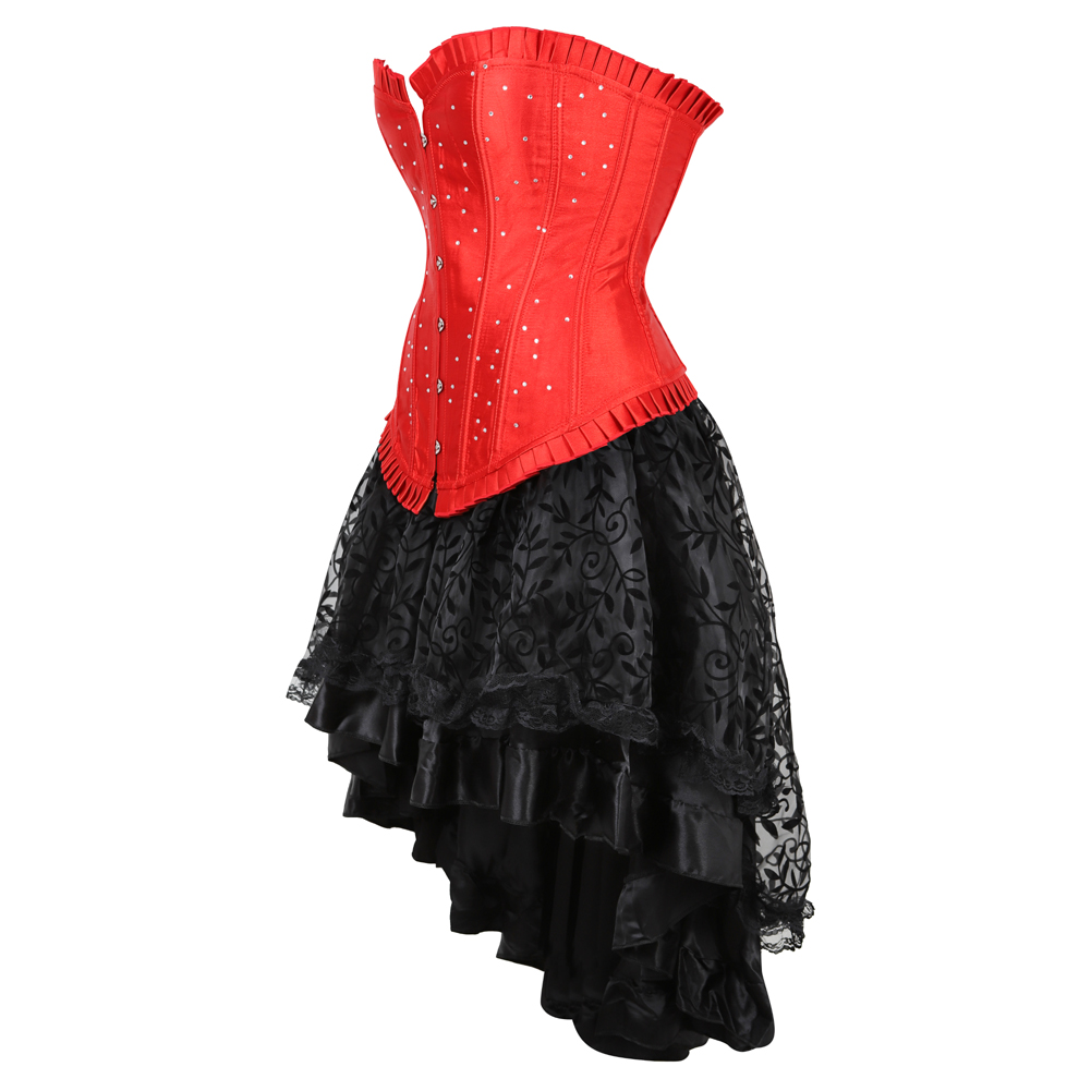 Red-Grebrafan Gothic Plus Size Diamond Corset Party with Fluffy Pleated Layered Tutu Skirt