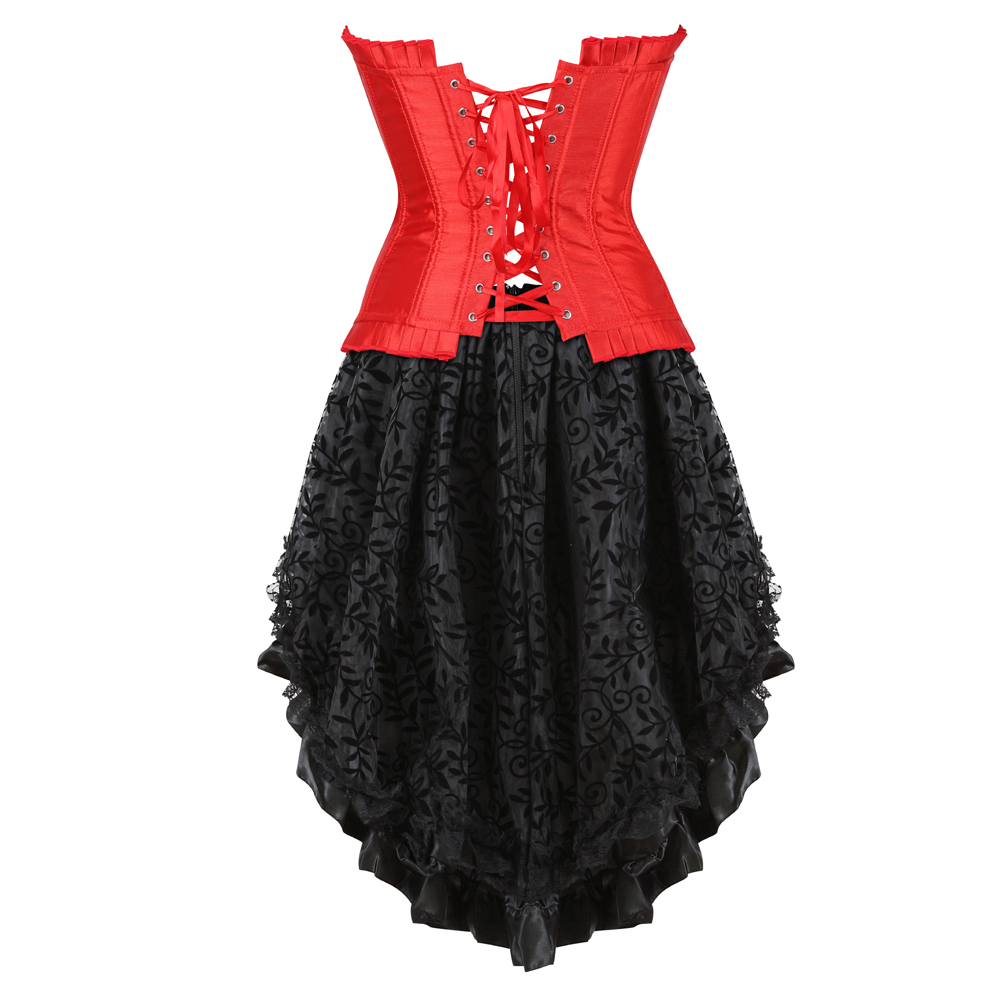 Red-Grebrafan Gothic Plus Size Diamond Corset Party with Fluffy Pleated Layered Tutu Skirt