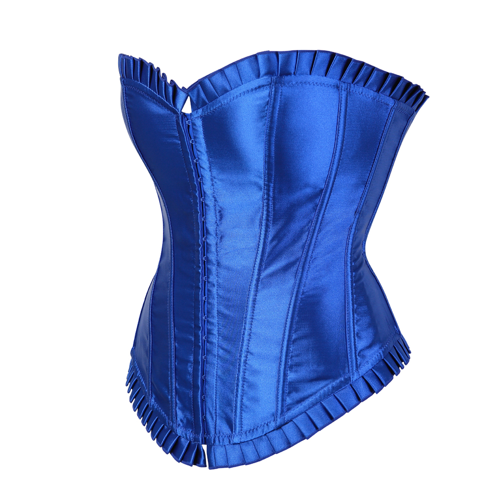 Blue-Corsets and Bustiers Burlesque Masquerade Tight Lace Corselet Top for Women Sexy Plus Size Push Up Boned Carnival Party Clubwear