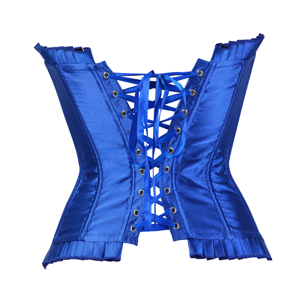 Blue-Corsets and Bustiers Burlesque Masquerade Tight Lace Corselet Top for Women Sexy Plus Size Push Up Boned Carnival Party Clubwear