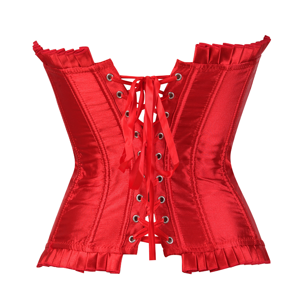 Red-Corsets and Bustiers Burlesque Masquerade Tight Lace Corselet Top for Women Sexy Plus Size Push Up Boned Carnival Party Clubwear