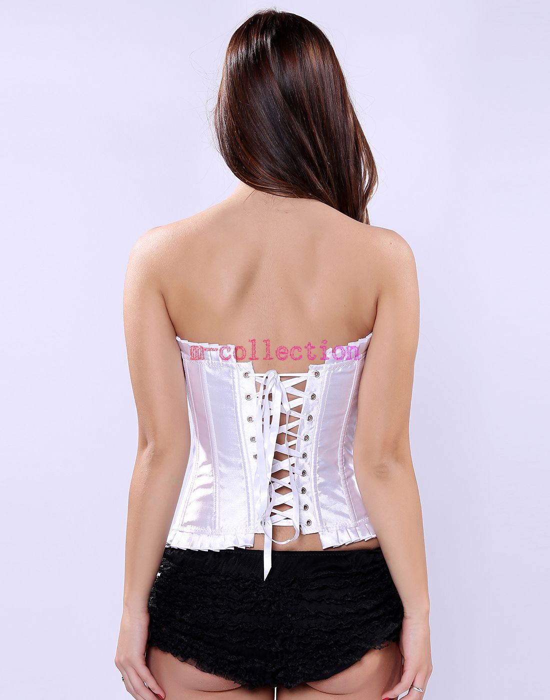 White-Corsets and Bustiers Burlesque Masquerade Tight Lace Corselet Top for Women Sexy Plus Size Push Up Boned Carnival Party Clubwear