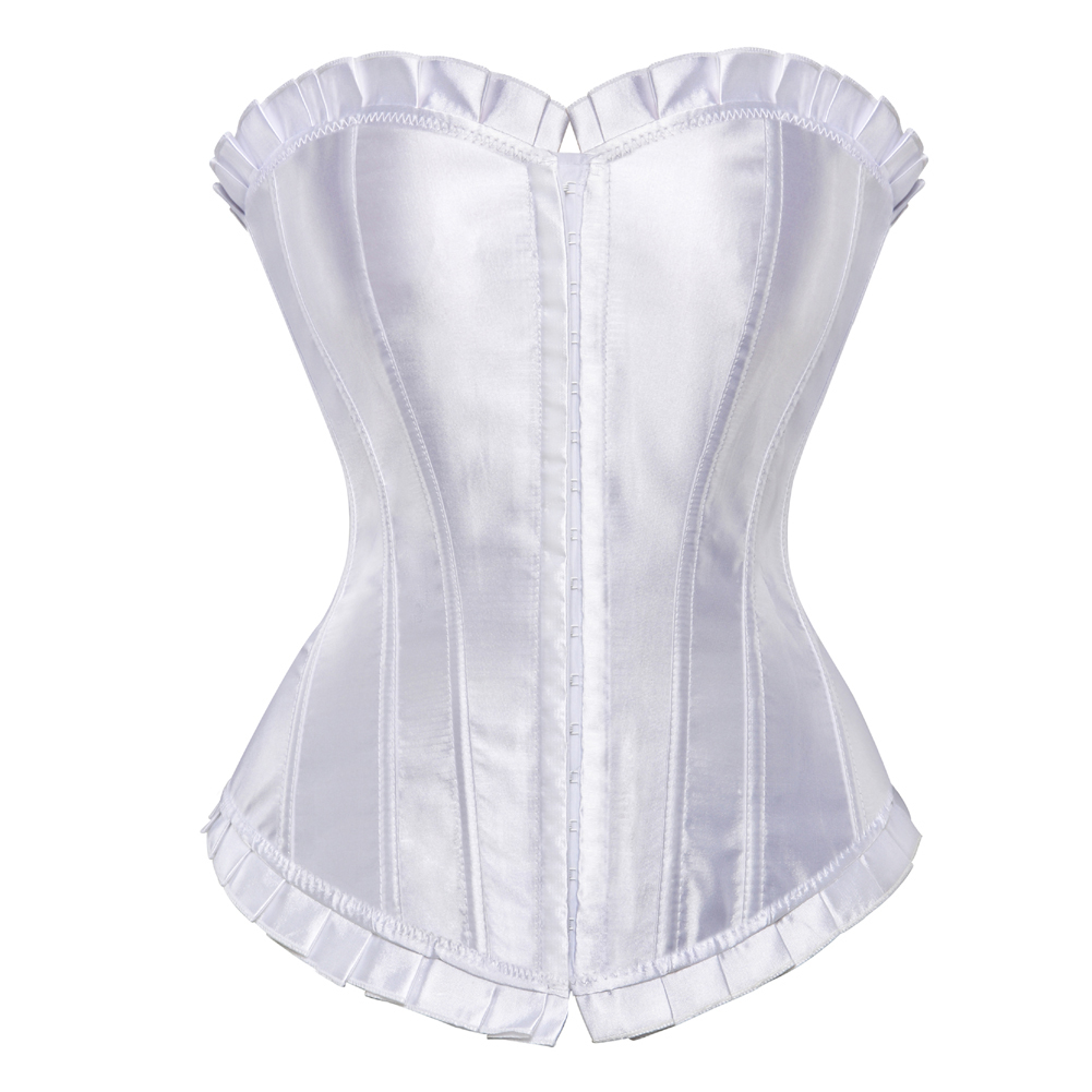 White-Corsets and Bustiers Burlesque Masquerade Tight Lace Corselet Top for Women Sexy Plus Size Push Up Boned Carnival Party Clubwear