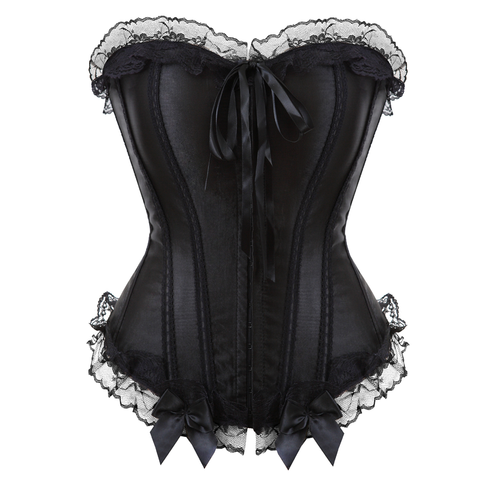 Corsets Gothic Plus Size Lace Trim Bustiers Women Corsetto Breathable Thin Boned Top Dance Party Christmas Santa Claus Costume