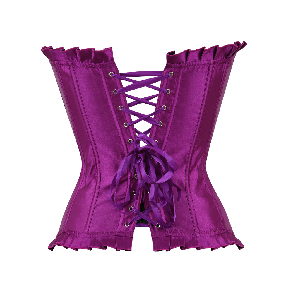 Purple-Bustier Corset with Rhinestones Plus Size Boned Women Female Gorset Top Lacing Festival Rave Party Clubwear Gothic