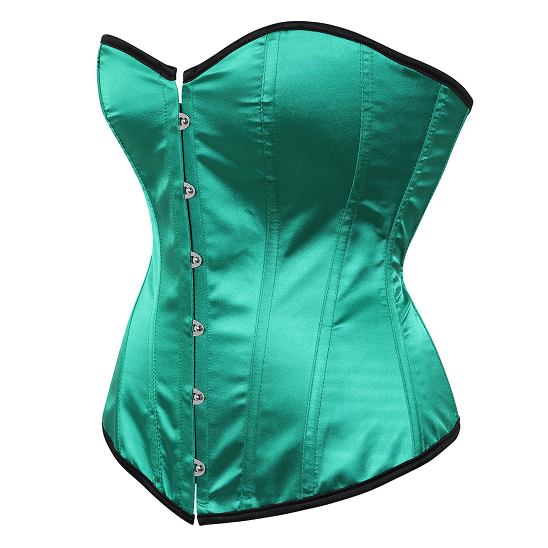Green-Womens Corset Bustier Satin Sexy Plus Size Gothic Lace Up Boned Gorset Top Shapewear Classic Clubwear Party Club Night Corselet