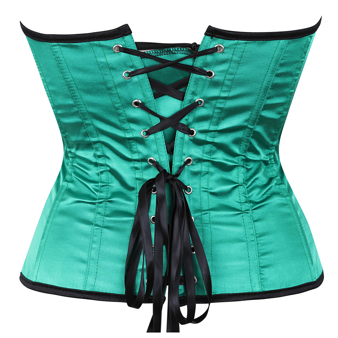 Green-Womens Corset Bustier Satin Sexy Plus Size Gothic Lace Up Boned Gorset Top Shapewear Classic Clubwear Party Club Night Corselet