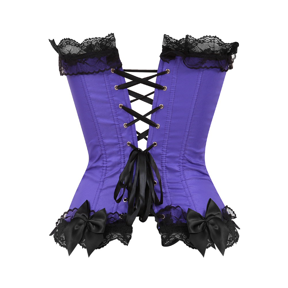 Purple-Corsets and Bustiers Women Sexy Classic Clubwear Women Plus Size Floral Lace Overlay Corselete Cosplay Halloween Wear Out