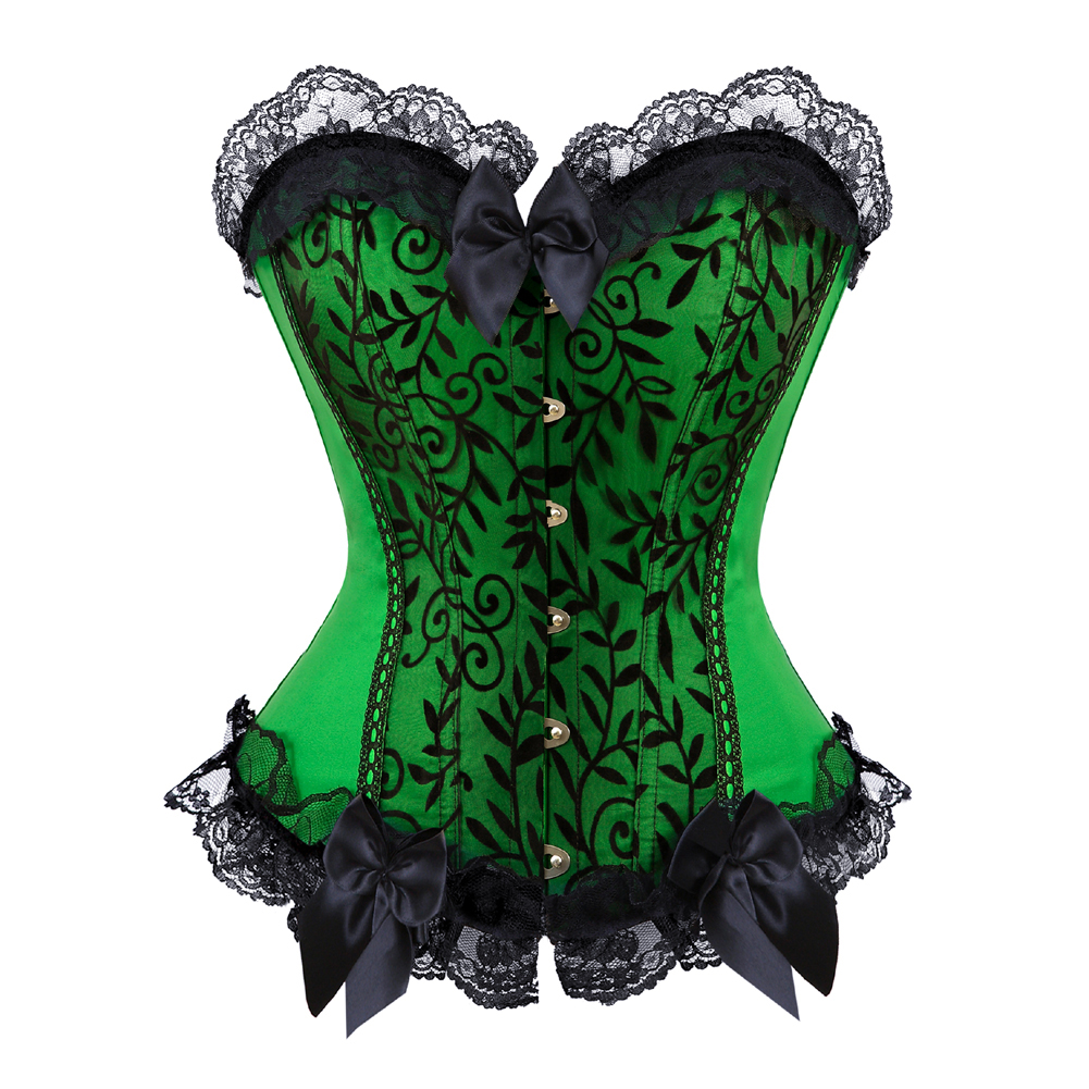Green-Corsets and Bustiers Women Sexy Classic Clubwear Women Plus Size Floral Lace Overlay Corselete Cosplay Halloween Wear Out