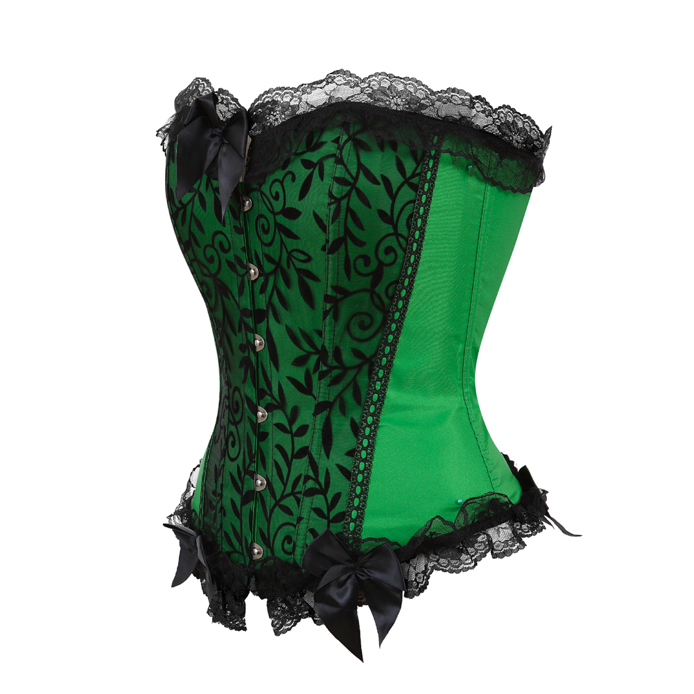 Green-Corsets and Bustiers Women Sexy Classic Clubwear Women Plus Size Floral Lace Overlay Corselete Cosplay Halloween Wear Out
