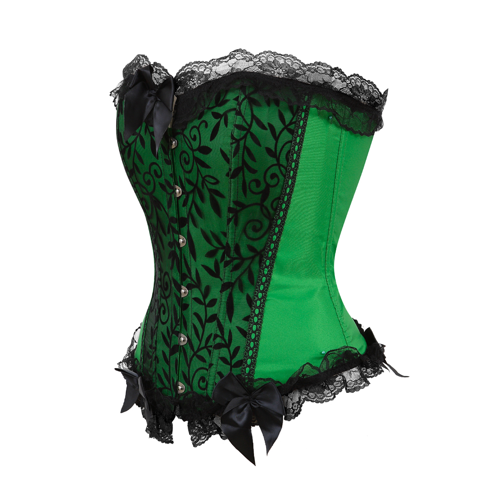 Green-Corsets and Bustiers Women Sexy Classic Clubwear Women Plus Size Floral Lace Overlay Corselete Cosplay Halloween Wear Out