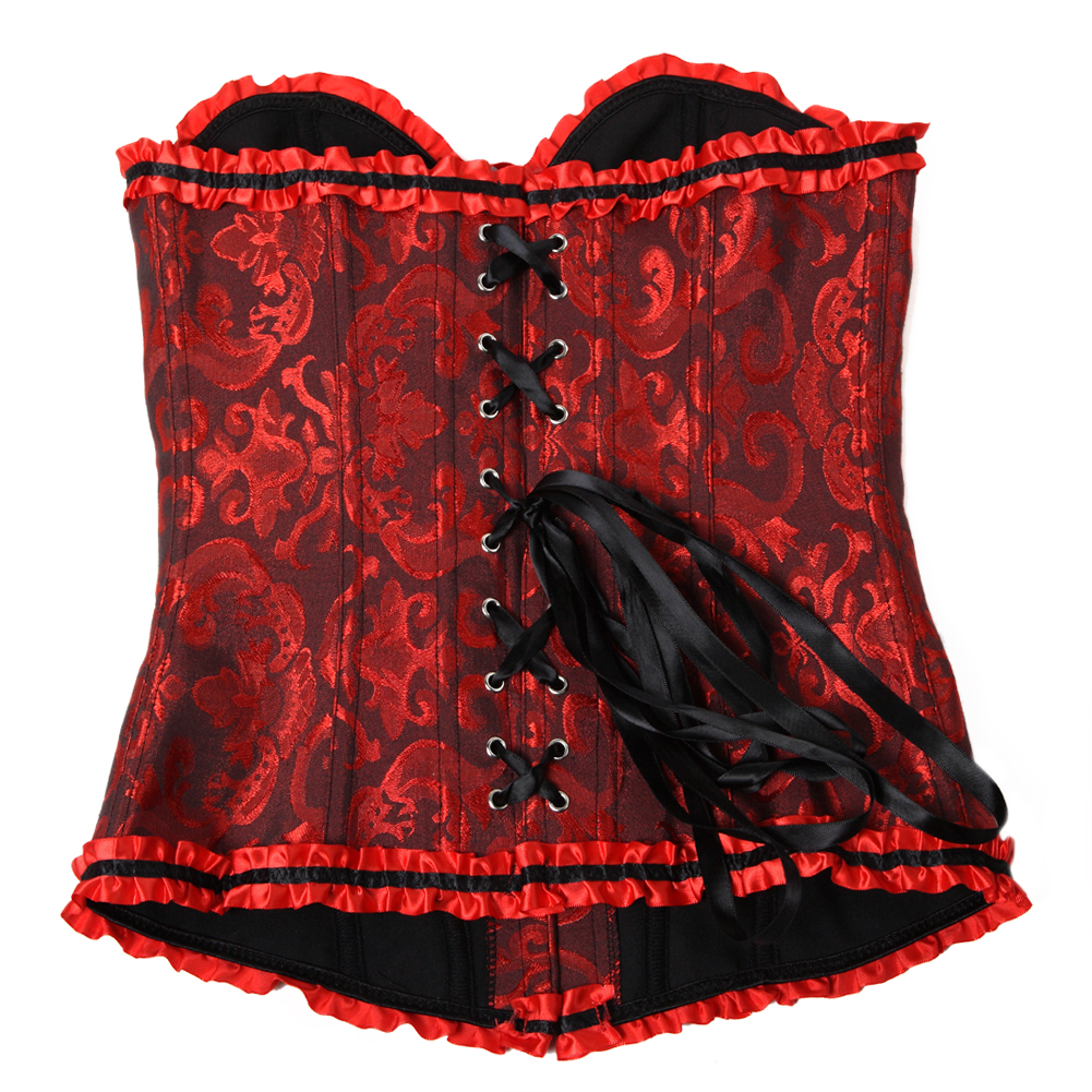 Blackred-Casual Corset Top Punk Rave Plus Size Bustier Sexy Classic Push Up Embroidery Bodyshaper Carnival Holiday Party Club Costume