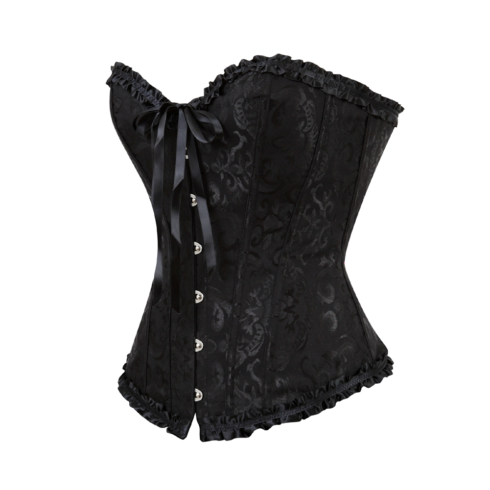 Black-Casual Corset Top Punk Rave Plus Size Bustier Sexy Classic Push Up Embroidery Bodyshaper Carnival Holiday Party Club Costume