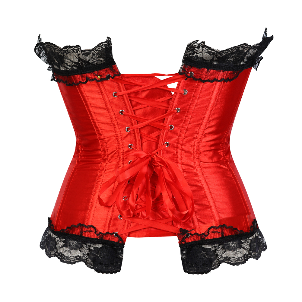 Red-Corsets Tops for Women Bustiers Punk Rave Boned Corsets Underwire Lace Overlay Corsetto Push Up Evening Party Bodyshaper