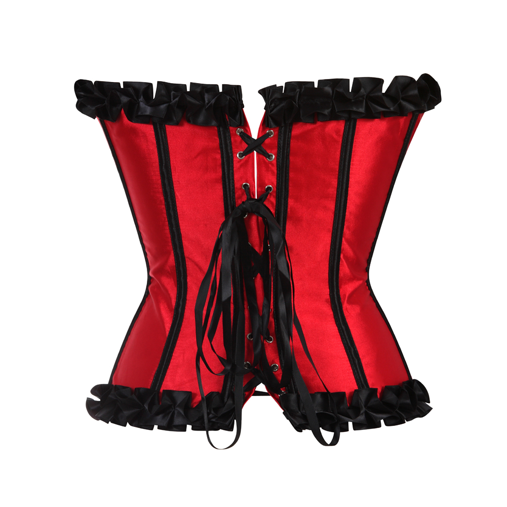 Red-Corsets and Bustiers for Women Gothic Pleated Trim Medieval Corselete Sexy Money Dancing Burlesque Carnival Party Clubwear