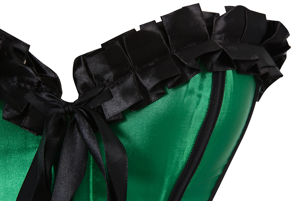 Green-Corsets and Bustiers for Women Gothic Pleated Trim Medieval Corselete Sexy Money Dancing Burlesque Carnival Party Clubwear