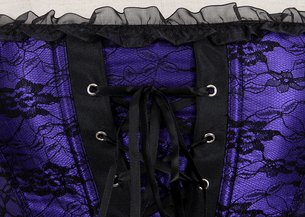 Purple-Corsets and Bustiers for Women Gothic Breathable Zip Corselete Sexy Front Lacing Boned Wedding Party Clubwear Just Married