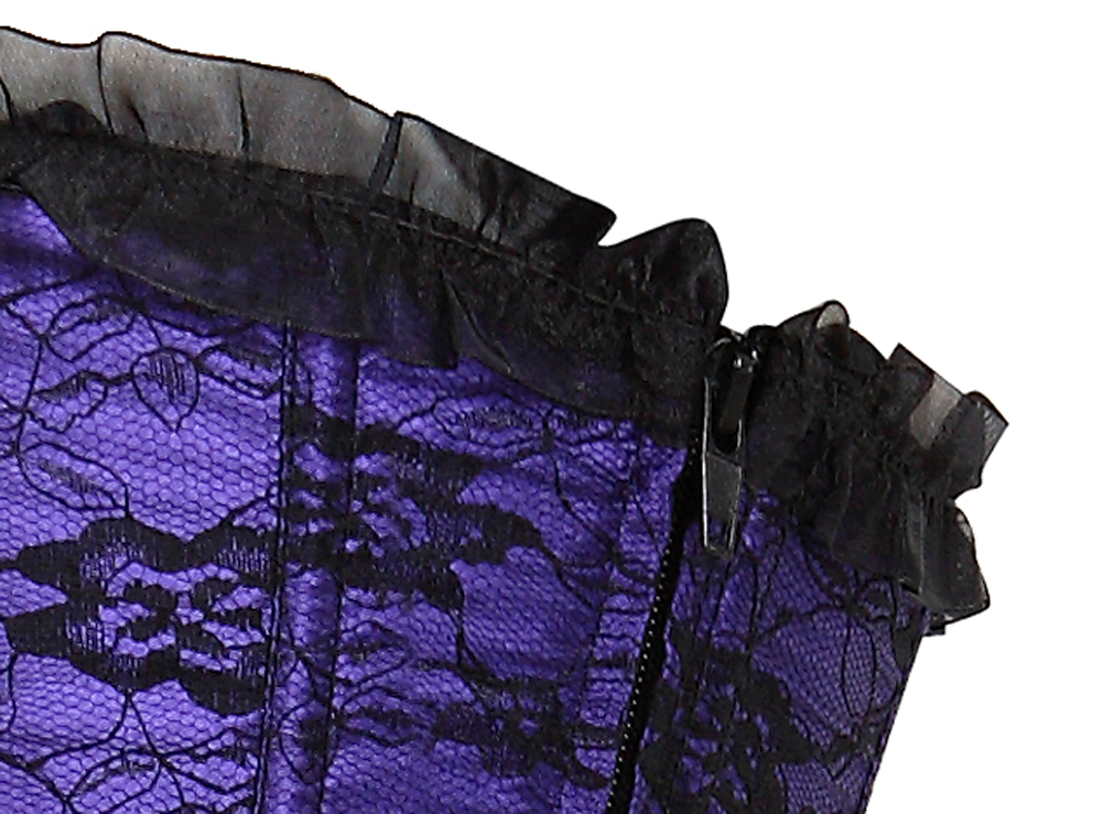 Purple-Corsets and Bustiers for Women Gothic Breathable Zip Corselete Sexy Front Lacing Boned Wedding Party Clubwear Just Married