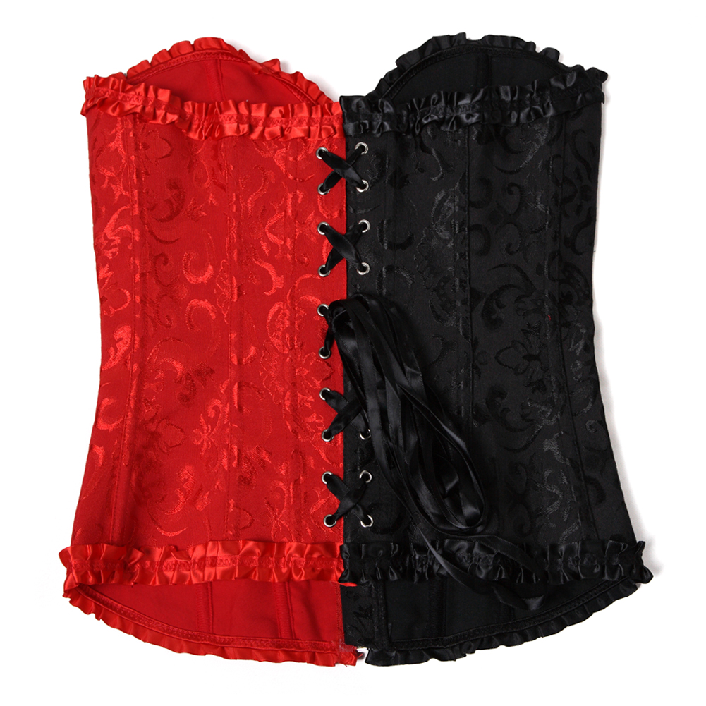 Blackred-Corsets Burlesque Masquerade Overbust Classic Corsetto Top for Women Plus Size Zip Boned Bustier Halloween Evening Party Costume